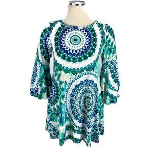 Sol RHR Tunic Stretch Tie Dye Tunic Blouse Pockets